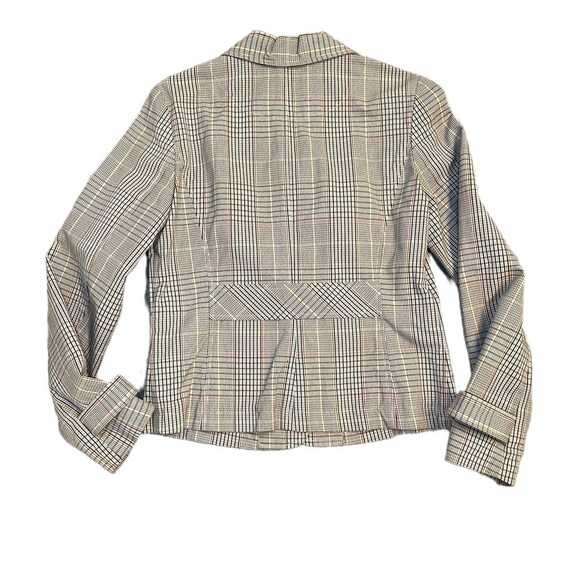 Isaac Mizrahi Brown Windowpane Plaid Blazer Target faux leather buttons. Size M - Picture 7 of 16